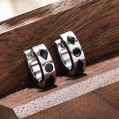 304ステンレススチール、エナメルイヤリング  手動研磨  菱形  13x4mm&nbsp;EJEW-M001-20B-P