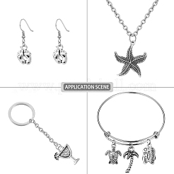 100pcs10スタイルオーシャンテーマチベットスタイルアロイペンダント  鉛フリー＆ニッケルフリー＆カドミウムフリー  混合図形  アンティークシルバー  14~24x12~27x2~5mm  穴：1.5mm  10個/スタイル&nbsp;TIBEP-CJ0001-70