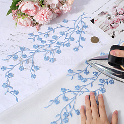 綿刺繍飾りアクセサリー  アップリケ  花  ライトスカイブルー  450~470x1mm&nbsp;LS-AJEW-WH20020-044C