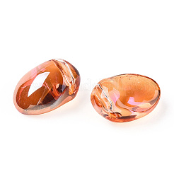 透明スプレー塗装ガラスチャーム  ABカラーメッキ  オーバル  チョコレート  8.5x6x4.5mm  穴：1mm&nbsp;GLAA-R211-05-F03