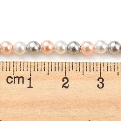 電気めっきシェルパールビーズ連売り  染め  ラウンド  砂茶色  4~4.5mm  穴：0.7mm  約93個/連  15.75インチ（40cm）&nbsp;SHEL-F008-03A-04