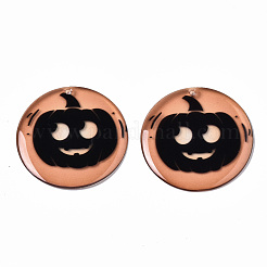 エポキシ樹脂ペンダント  ハロウィン用  カボチャとフラットラウンド  ライトサーモン  38.5x2mm  穴：1.4~1.6mm&nbsp;RESI-S379-022B-01