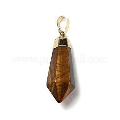 天然混合石尖ったペンダント  ゴールデントーン真鍮パーツ  弾丸  35~36.5x13~13.5x12mm  穴：5x7mm&nbsp;G-P474-02G