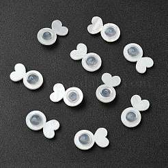 アクリル＆シリコン製イヤーナット10個  ハート  ホワイト  16x9.5mm&nbsp;SACR-YW0001-97