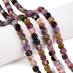 天然のマルチカラートルマリンビーズ連売り  多面カット  キューブ  4~5x4~5x4~5mm  穴：0.8mm  約92~105個/連  14.96~15.35インチ（38~39cm）&nbsp;G-N342-109B