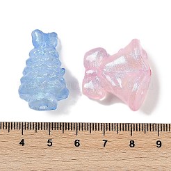 クリスマステーマの明るい透明アクリルビーズ  グリッターパウダー付き  暗闇で光る  クリスマスツリーとベル  ミックスカラー  25x27x15mm  穴：2.5mm&nbsp;LACR-U001-05