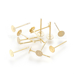 202 ステンレススチールスタッドピアス金具  304ステンレスピン付き  ゴールドカラー  12x4mm  ピン：0.7mm&nbsp;STAS-F186-01G-4mm