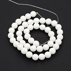 天然石ホワイトジェイドラウンドビーズ連売り  グレードA  ホワイト  8mm  穴：1mm  約48個/連  14.9インチ&nbsp;G-J285-01