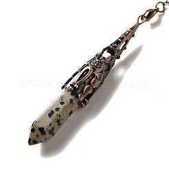 ミックスジェムストーン/ガラスダウジングペンデュラムビッグペンダント  真鍮パーツ  弾丸  260~270mm  穴：1.5mm&nbsp;G-H285-06R
