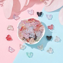 100個の透明なガラスビーズ  蝶  ミックスカラー  12x15x6mm  穴：1mm&nbsp;GLAA-CJ0002-40