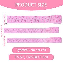 3ロール3スタイルポリエステルリボン  ちょう結びの模様  ピンク  5/8~1-1/2インチ（16~38mm）  1ロール/スタイル&nbsp;OCOR-CY0002-60