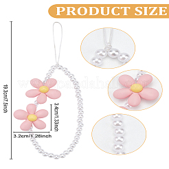 アクリル携帯ストラップ1個  花  ピンク  193mm&nbsp;HJEW-LP0002-19A