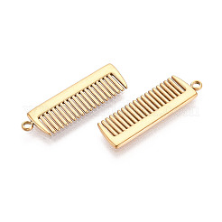 304ステンレスペンダント  くし  イオンプレーティング（ip）  18KGP本金メッキ  24x7.5x1mm  穴：1.6mm&nbsp;STAS-T068-44G