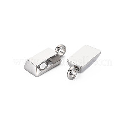変色しない304ステンレススチールペンダント  長方形  ステンレス鋼色  17x7x4.5mm  穴：3mm&nbsp;STAS-N097-131P