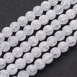 合成クラッククオーツビーズ連売り  128ファセット  ラウンド  ホワイト  10mm  穴：1mm  約40個/連  16インチ&nbsp;G-SF10MM-43