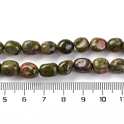 天然石ユナカイトビーズ連売り  ナゲット  タンブルストーン  7~12x6~8x5~7mm  穴：1mm  約43~44個/連  15.47~15.63''（39.3~39.7センチメートル）&nbsp;G-G146-A14-01