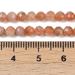 ナチュラルゴールドサンストーンビーズ連売り  多面カット  ラウンド  4mm  穴：0.7mm  約95個/連  14.96''（38センチメートル）&nbsp;G-G188-B02-01A