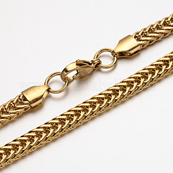 304ステンレススチールロープチェーンブレスレット  カニカン付き  ゴールドカラー  8-1/4インチ（210mm）  6x3mm&nbsp;BJEW-N285-03G