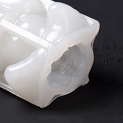 ハロウィーンテーマのDIYキャンドルシリコン像型  肖像彫刻樹脂鋳造鋳型  UVレジン用  エポキシ樹脂ジュエリー作り  スカル  ホワイト  120x71x64mm  内径：38x30mm&nbsp;DIY-C032-06