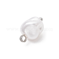 環境に優しいプラスチック製のイミテーションパールチャーム  ナゲット  真鍮のループ付き  プラチナ  14x8.5x9mm  穴：2mm&nbsp;PALLOY-JF03968-02