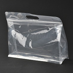 透明なプラスチック製ジッパー付き袋  プラスチック製のスタンドアップポーチ  再封可能なバッグ  ハンドル付き  透明  23x30x0.08cm&nbsp;X-OPP-L003-02D