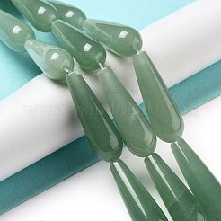 天然石グリーンアベンチュリンビーズ連売り  ティアドロップ  30~30.5x10~10.5mm  穴：1.4mm  約6個/連  7.13~7.20インチ（18.1~18.3cm）&nbsp;G-P528-H07-01