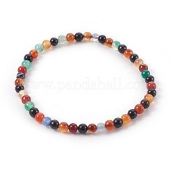 ナチュラルカラー瑪瑙ビーズストレッチブレスレット  カラフル  2-1/4インチ（5.7cm）&nbsp;BJEW-JB04015-02