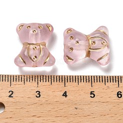 透明なアクリルビーズ  クマ  ゴールドライン入り  ピンク  17x15x8.5mm  穴：1.8mm  約420個/500g&nbsp;MACR-K359-38F