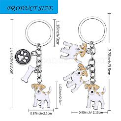 Wewaysmile 犬用キーホルダー 2個 車用キーホルダー ペットペンダント キーリング 可愛い犬用キーリング ポータブル メタルキーホルダー ペット愛好家へのギフト 誕生日 子犬テーマ パーティー用品 (ジャック ドッグ)  プラチナ  9.6x2.15cm&nbsp;JX796A