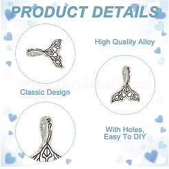 チベット風アロイペンダント100個  魚尾  アンティークシルバー  15x13x2mm  穴：2.2mm&nbsp;FIND-HY0003-83