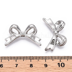 合金ペンダント  鉛フリー＆ニッケルフリー＆カドミウムフリー  蝶結び  プラチナ  16x25.5x4.5mm  穴：2.2mm&nbsp;PALLOY-N176-10P-NR