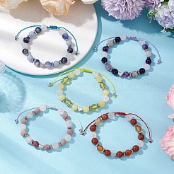 女性用宝石編みビーズブレスレット  真鍮のビーズで  ラウンド  内径：1-7/8~3-1/8インチ（4.7~8cm）&nbsp;BJEW-JB11141