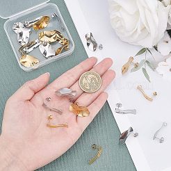 304ステンレススチールスタッドピアス金具  ピアスキャッチとカン付き  長方形/楕円形  ミックスカラー  24.5~25x8~15.5mm  穴：2.5mm  ピン：0.7mm  24個/箱&nbsp;STAS-UN0013-35