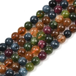 天然グリーン翡翠模造トルマリンビーズ連売り  ラウンド  染め  カラフル  5.8~6.5mm  穴：0.8mm  約61~62個/連  14.96''（38センチメートル）&nbsp;G-B046-08D-6mm