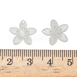 304ステンレススチールチャーム  花  ステンレス鋼色  13x14x0.3mm  穴：1mm&nbsp;STAS-C153-05P