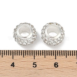 合金ラインストーン粘土パヴェビーズ  ロンデル  ホワイト  11.5x7.5mm  穴：5mm&nbsp;ALRI-D300-03S-08