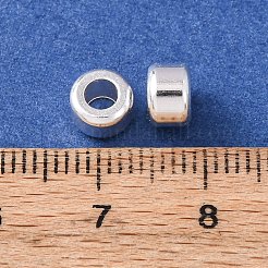 真鍮ビーズ  フラットラウンド  ラックめっき  長持ちメッキ  カドミウムフリー＆鉛フリー  925銀メッキ  6x4mm  穴：3mm&nbsp;KK-C157-36S