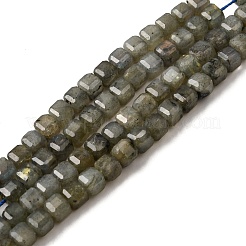 天然石ラブラドライトビーズ連売り  ファセットテーブルカットキューブ  5~6x5~6x5~6mm  穴：1.2mm  約61個/連  12.20~12.80''（31~32.5センチメートル）&nbsp;G-F797-A09-01