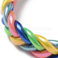 輝くプラスチックコード編みストレッチブレスレット  カラフル  内径：2-3/8インチ（6.1cm）&nbsp;BJEW-R313-04A