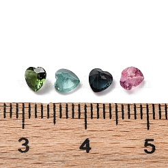 ファセットカットされた天然のマルチカラートルマリンカボション  後ろ向き  ハート形  ミックスカラー  4x4x2mm&nbsp;G-I295-05C-12C