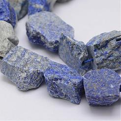 生の粗いラピスラズリビーズ連売り  ナゲット  15~20x14~18x10~14mm  穴：1mm  約18~25個/連  14.9インチ（38cm）&nbsp;G-E343-13