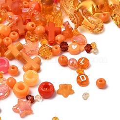 不透明＆透明アクリルビーズ  混合図形  オレンジ  3.5~42.5x3.5~47x3.5~18mm  穴：1.6~4.5mm&nbsp;SACR-XCP0001-06I