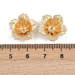真鍮製ビーズキャップ  花  ニッケルフリー  18KGP本金メッキ  16.5x17x5.5mm  穴：1mm&nbsp;KK-F910-24G-03