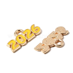 合金エナメルチャーム  ナンバー2026チャーム  ライトゴールド  ミックスカラー  9x18x1.5mm  穴：1.8mm&nbsp;ENAM-D319-01KCG-01