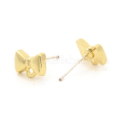 合金スタッドピアスパーツ  スターリングシルバーのピンとループが925つ付いています  蝶結び  ゴールドカラー  7x10mm  穴：1.5mm  ピン：0.7mm&nbsp;PALLOY-F278-06G