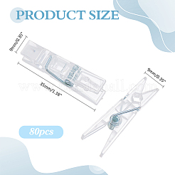 Ps プラスチック製フォトクリップ  紙ペグ、クラフトクリップ  鉄パーツ  透明  35x9x9mm&nbsp;AJEW-WH0609-171