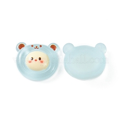 オペーク樹脂カボション  動物クマカボション  ライトシアン  23x25.5x10mm&nbsp;CRES-O006-02B