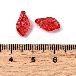 ガラスビーズ  葉  ファイヤーブリック  12x6.5x5mm  穴：0.8mm&nbsp;GLAA-D303-08C