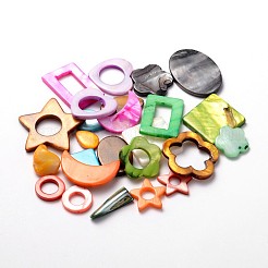 天然混合スタイル淡水シェルビーズ  14~35x8~20x2.5~8mm  穴：1mm  約170個/500g&nbsp;SHEL-O002-M
