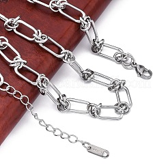 304ステンレススチールオーバルノットリンクチェーンネックレスレディースメンズ  ステンレス鋼色  15.79インチ（40.1cm）&nbsp;NJEW-P321-02P
